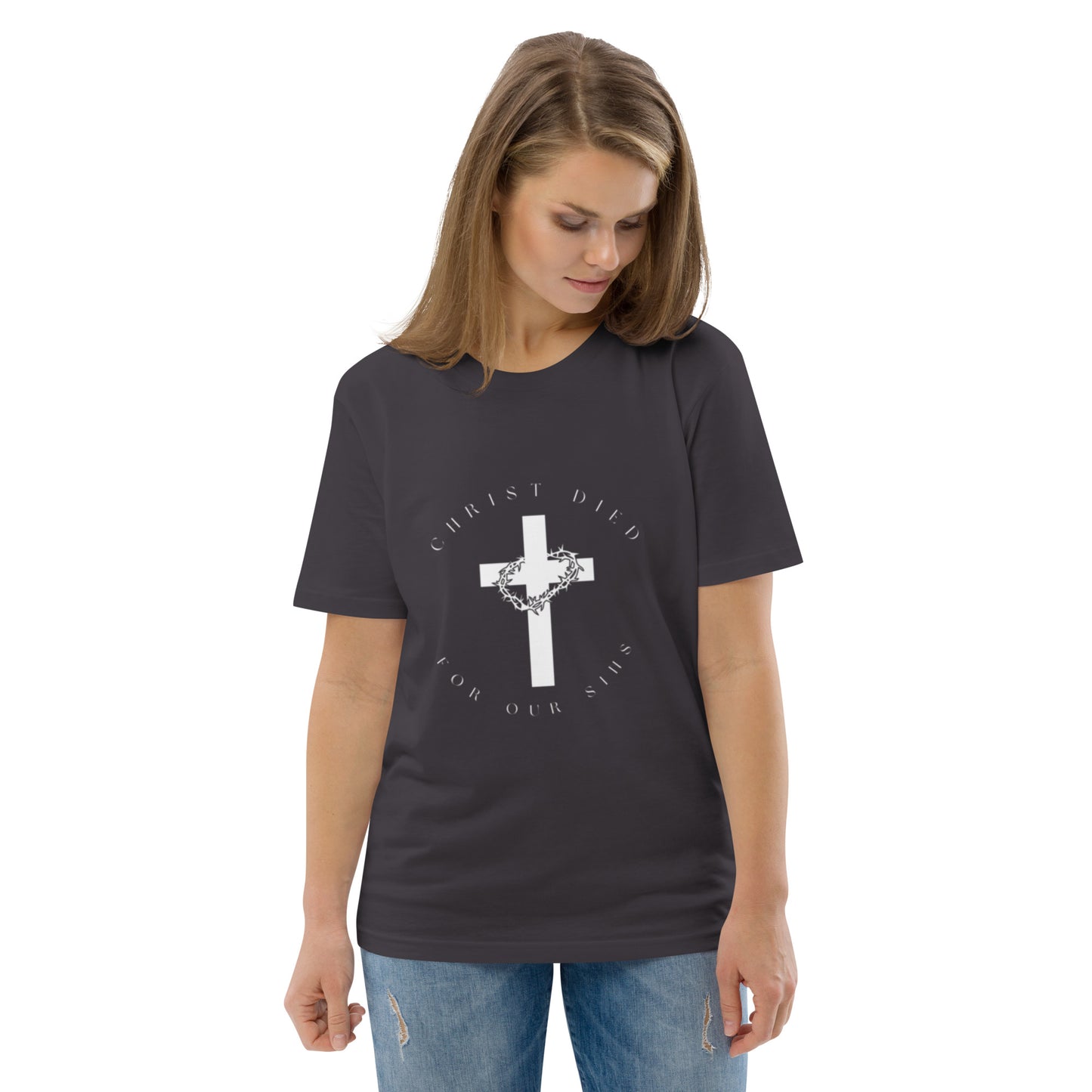 Vrouwent-shirt Christus stierf voor onze zonden