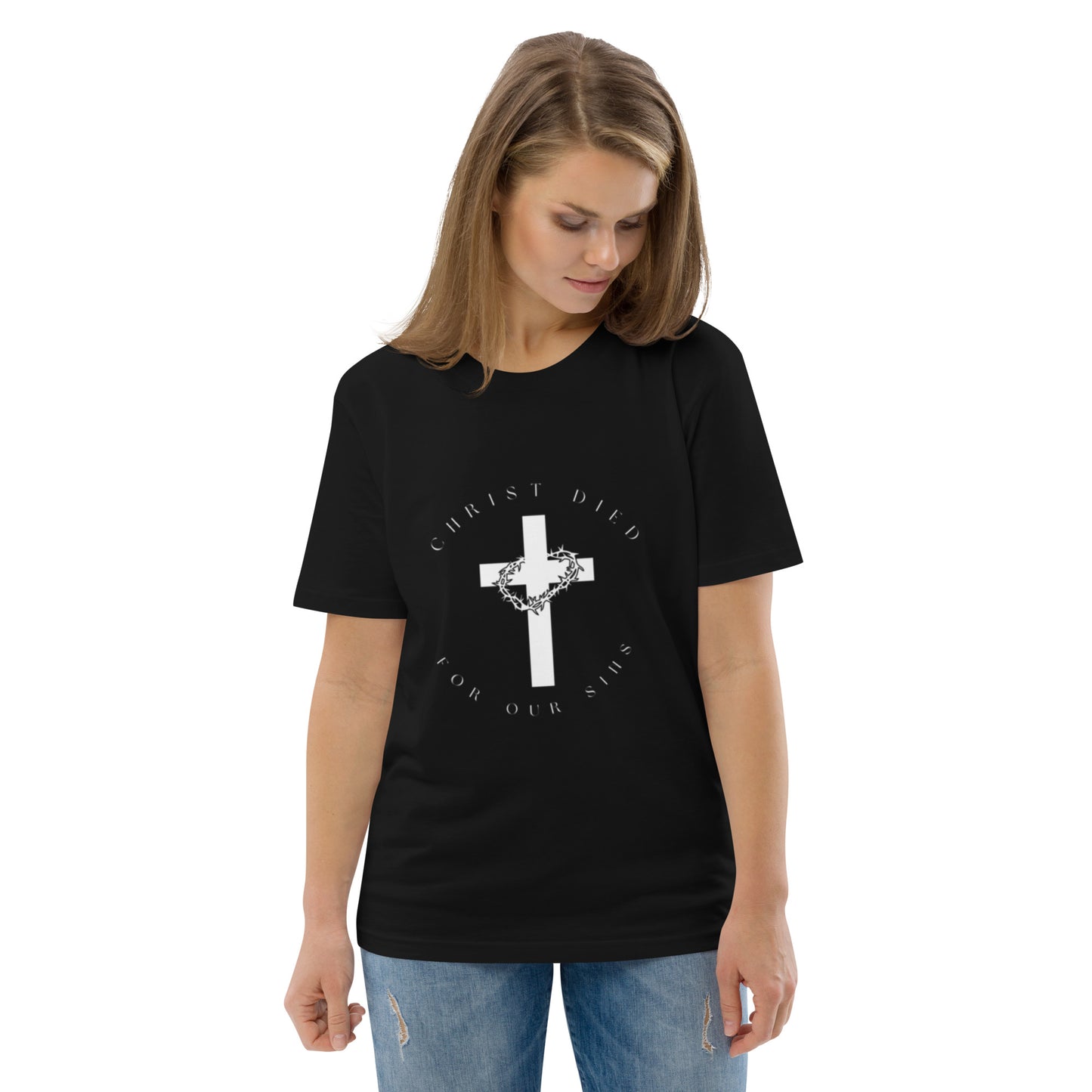 Camiseta mujer Cristo Murió por nuestros Pecados