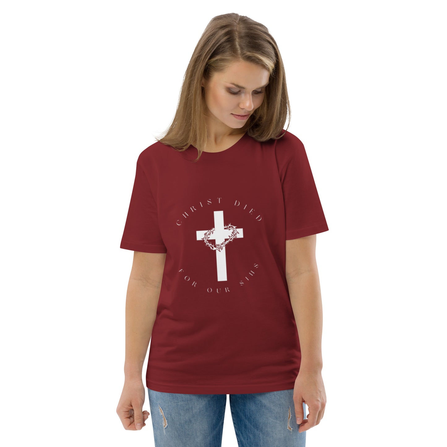 Vrouwent-shirt Christus stierf voor onze zonden