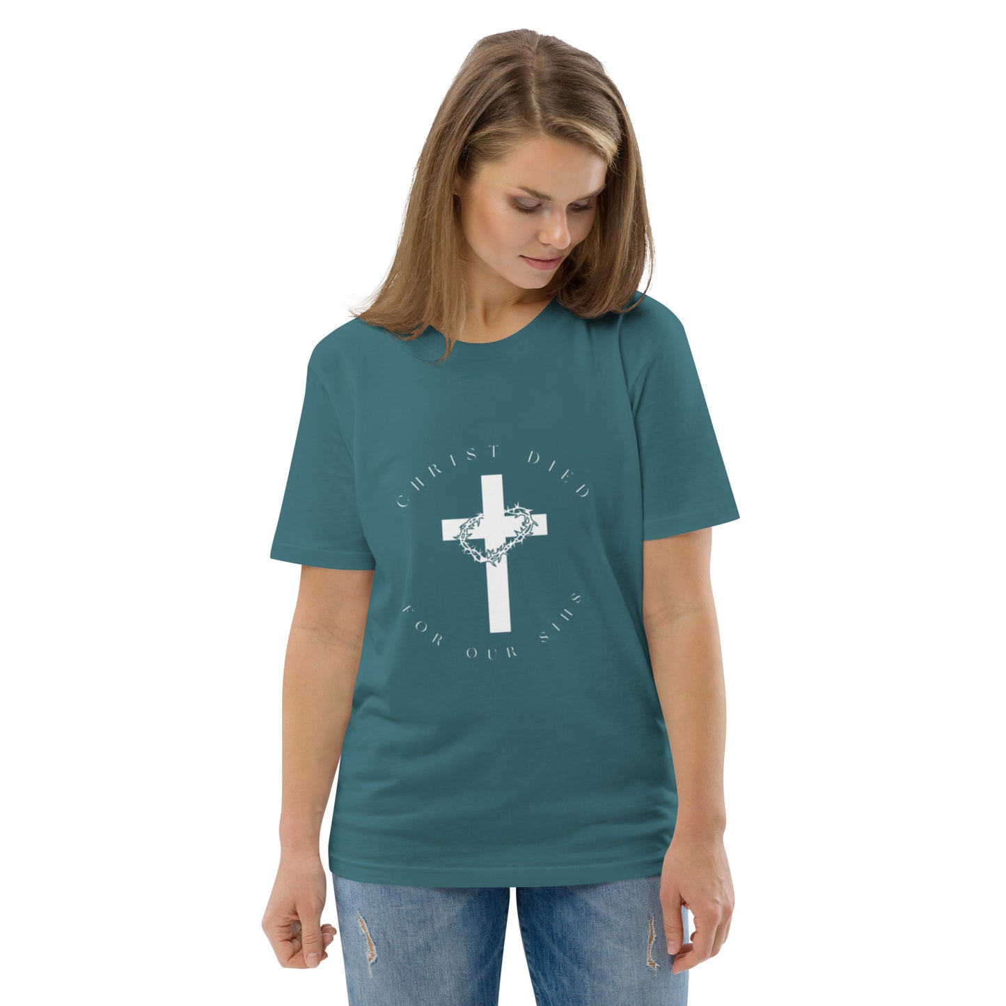 Camiseta mujer Cristo Murió por nuestros Pecados