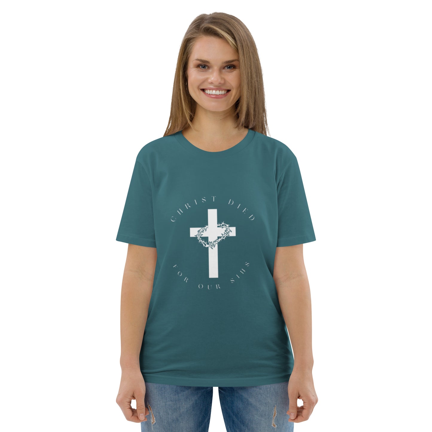 Camiseta mujer Cristo Murió por nuestros Pecados